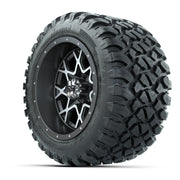 GTW® Vortex 2 Matte Gray/Machined 12 in Wheels with 22X11-R12 Nomad Steel Belt Radial All-Terrain Tires – Full Set
