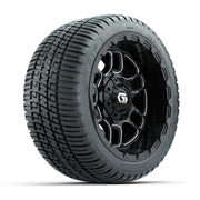 GTW® Titan Black/Machined 12 in Wheels with 205/30-12 Fusion Street Tires – Full Set