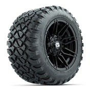 GTW® Stealth Black/Machined 12 in Wheels with 22X11-R12 Nomad Steel Belt Radial All-Terrain Tires – Full Set