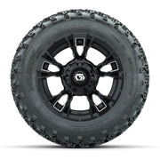 GTW® Vandal Matte Black/Machined 12 in Wheels with 22x11.00-12 Rogue All-Terrain Tires – Full Set