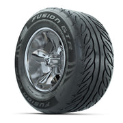 GTW® Godfather Chrome 12 in Wheels with 255/55-R12 Fusion GTR Steel Belt Radial Street Tires – Full Set