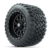 GTW® Helix Black/Machined 12 in Wheels with 20X10-12 Nomad Steel Belt Radial All-Terrain Tires – Full Set