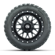 GTW® Helix Black/Machined 12 in Wheels with 20X10-12 Nomad Steel Belt Radial All-Terrain Tires – Full Set