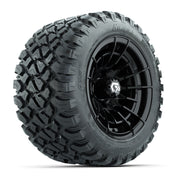 GTW® Boost Gloss Black 12 in Wheels with 22X11-R12 Nomad Steel Belt Radial All-Terrain Tires – Full Set