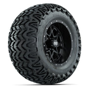 GTW® Vortex 2 Matte Black/Machined 12 in Wheels with 23X10.5-12 Predator All-Terrain Tires – Full Set
