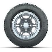 GTW Spyder Silver Brush 10 in Wheels with 205/50-10 Mamba Street Tires – Full Set