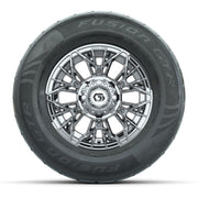 GTW® Stellar Chrome 12 in Wheels with 255/55-R12 Fusion GTR Steel Belt Radial Street Tires – Full Set