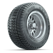 GTW Medusa Silver/Machined 10 in Wheels with 205/50-10 Kenda Pro Tour Street Tires – Full Set