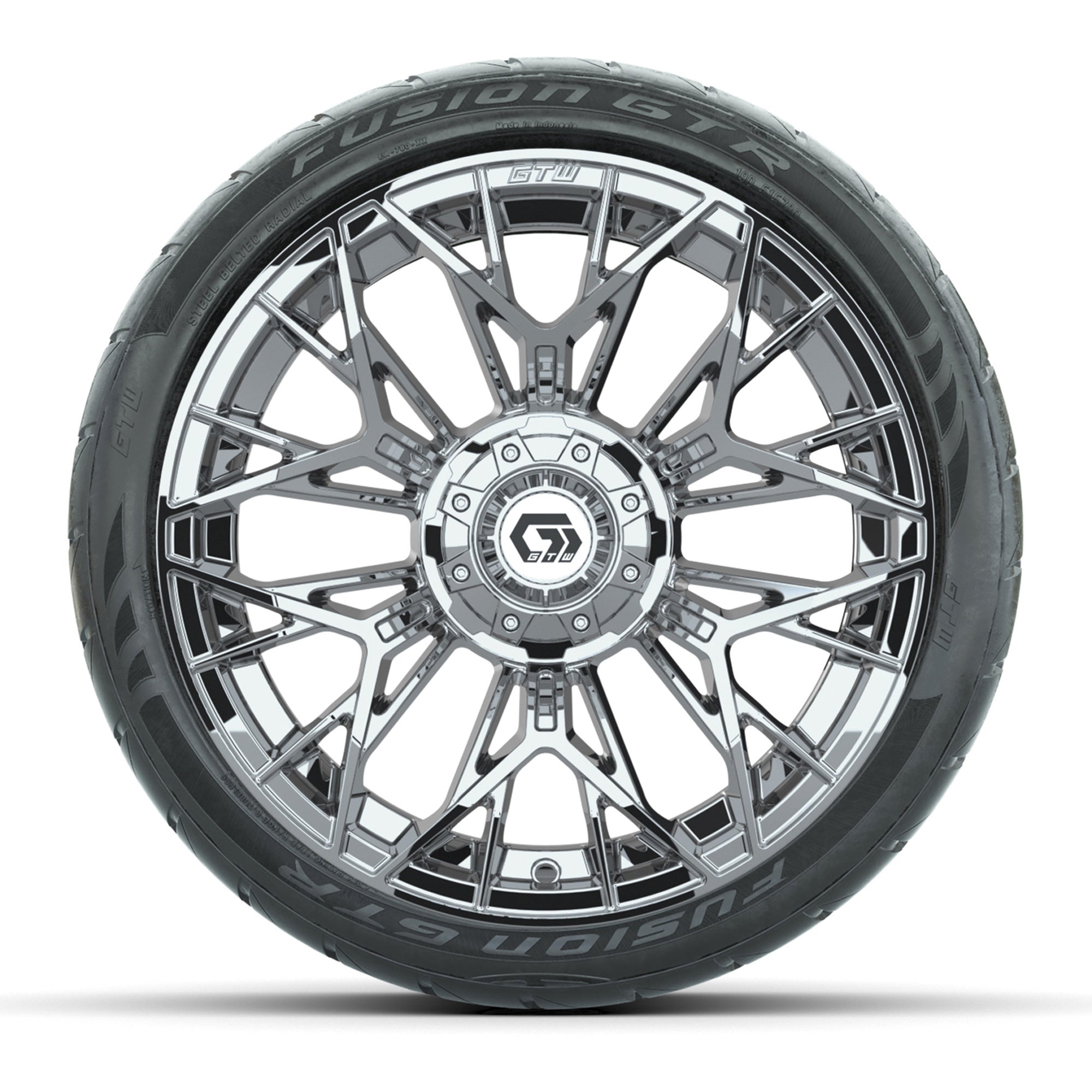 Set of (4) 15 in GTW® Stellar Chrome Wheels with 215/40-R15  - 3/4 view