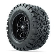 GTW® Volt Black/Machined 12 in Wheels with 22X10-12 Timberwolf All-Terrain Tires – Full Set