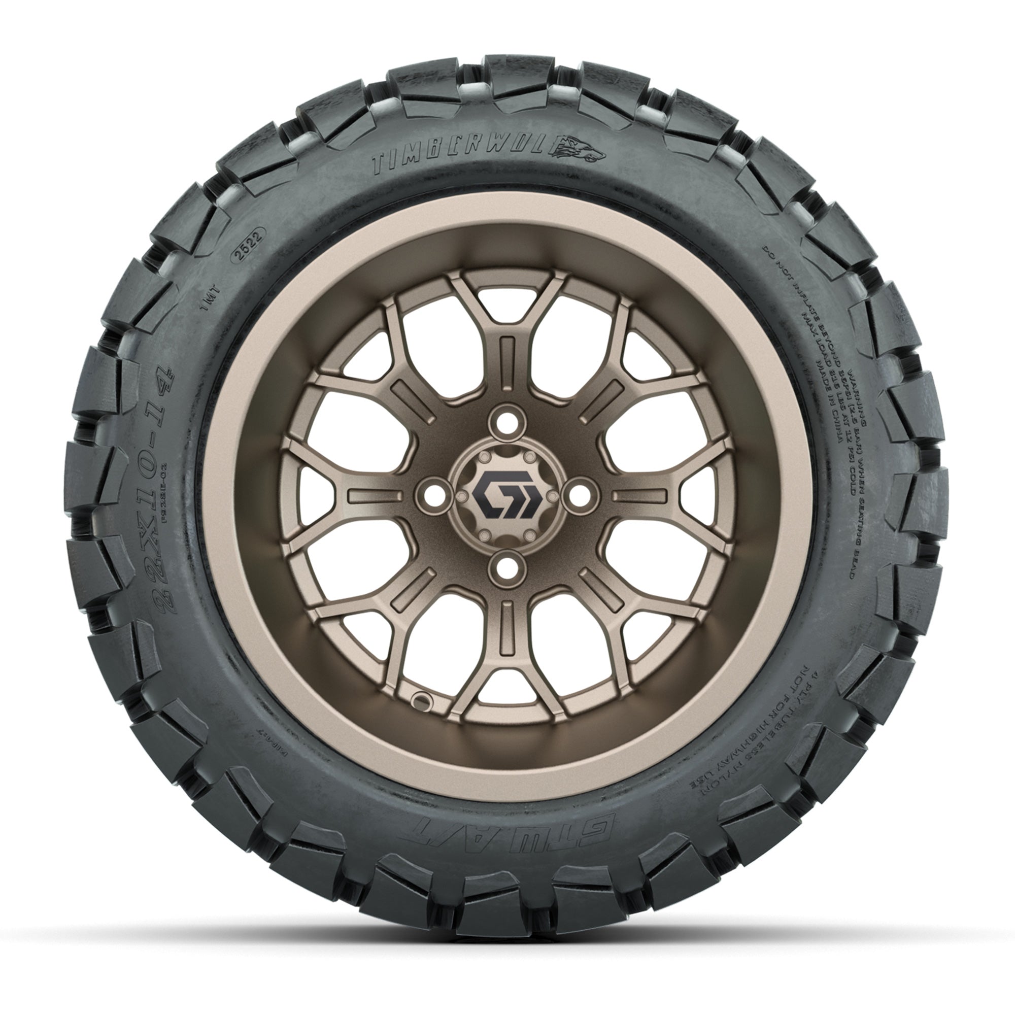 GTW Assault Matte Bronze 14 in Wheels with 22X10-14 Timberwolf All-Terrain Tires – Full Set