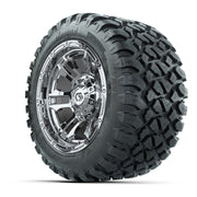GTW® Shogun Chrome 12 in Wheels with 22X11-R12 Nomad Steel Belt Radial All-Terrain Tires – Full Set
