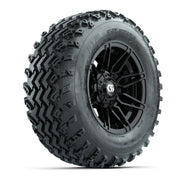 GTW® Stealth Black/Machined 12 in Wheels with 23X10.00-12 Rogue All-Terrain Tires – Full Set