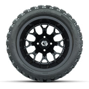 GTW Assault Gloss Black 14 in Wheels with 23X10-R14 Nomad Steel Belt Radial All-Terrain Tires – Full Set