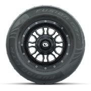 GTW® Volt Black/Machined 12 in Wheels with 255/55-R12 Fusion GTR Steel Belt Radial Street Tires – Full Set