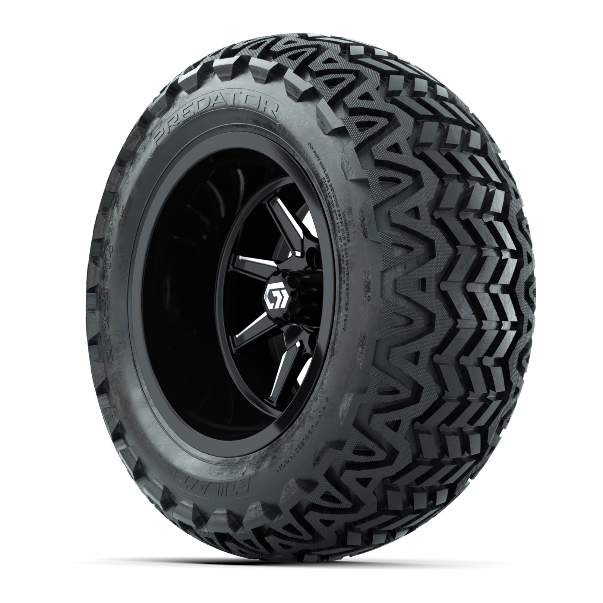GTW Reaper Black/Machined 14 in Wheels with 23X10-14 Predator All-Terrain Tires – Full Set