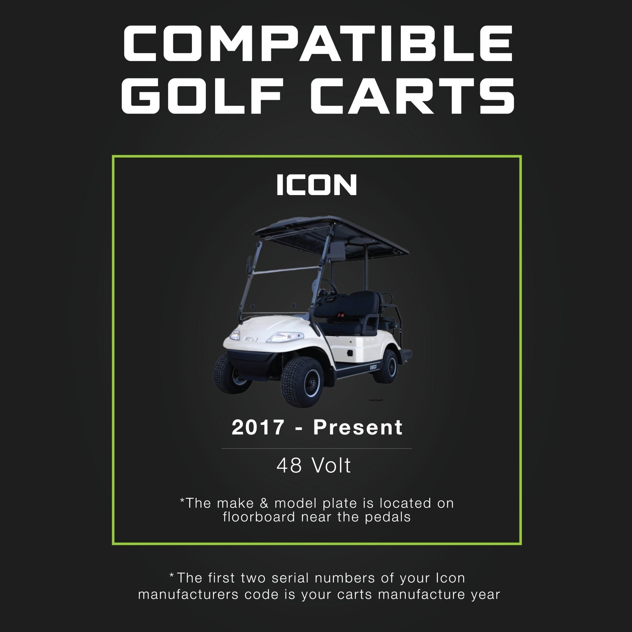 ICON 48 Volt Golf Cart Battery Charger - 48V 15 AMP Lithium, LiFePO4, Lead Acid, AGM