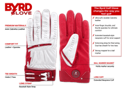 THE BYRD GOLF GLOVE - White/Red